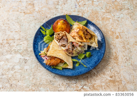 Middle Eastern food kebab sandwich Middle Eastern food kebab sandwich 83363056