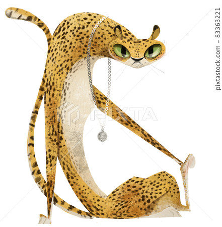 glamorous cheetah character with chain around his neck 83363221
