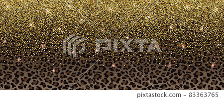 Luxury Gold Glitter Banner with Leopard Pattern 83363765