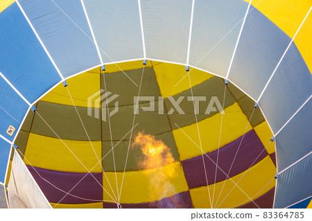 Burner system of a colorful hot air balloon Burner system of a colorful hot air balloon 83364785