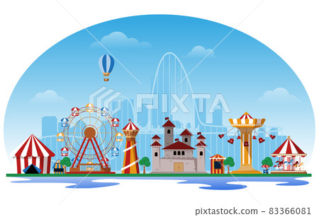 Fluid Amusement Park Fun Fair Carnival Flat... - Stock Illustration ...