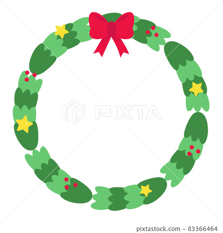 Cute cartoon Christmas wreath with the stars Cute cartoon Christmas wreath with the stars 83366464