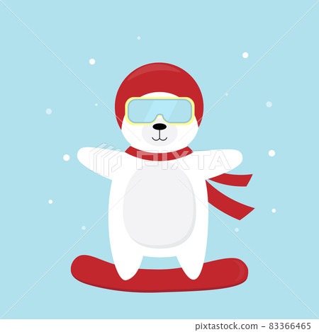 A Cute cartoon polar bear snowboarding art 83366465