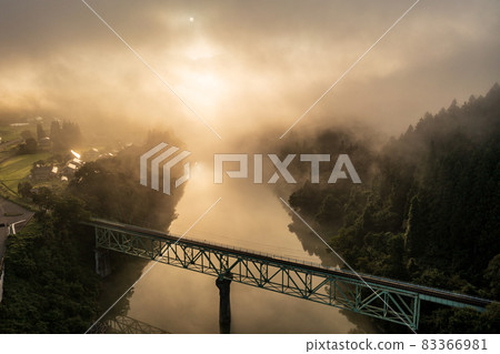 The second Tadami River bridge in the river fog The second Tadami River bridge in the river fog 83366981