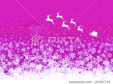 聖誕老人在白雪皚皚的天空中奔跑的粉紅色插圖 83367135