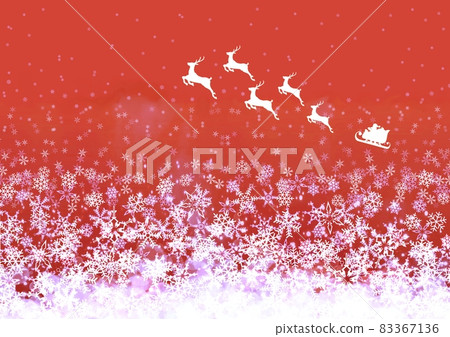 聖誕老人在白雪皚皚的天空中奔跑的紅色插圖 83367136