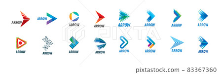 A set of vector abstract logos in the form of arrows 83367360