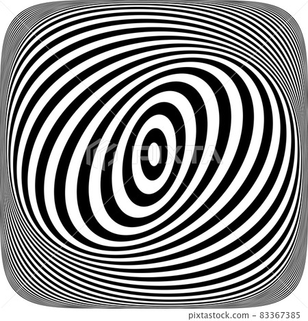 Illusion of swirl spiral vortex movement in op art pattern. 83367385
