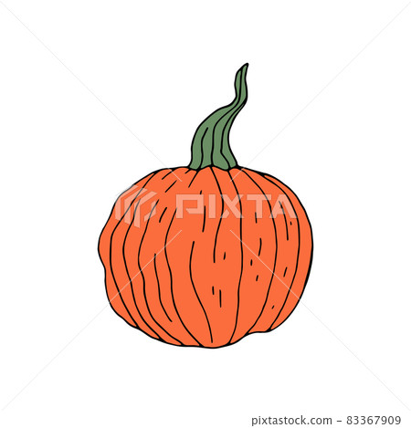 Hand drawn doodle orange pumpkin isolated on white Hand drawn doodle orange pumpkin isolated on white 83367909