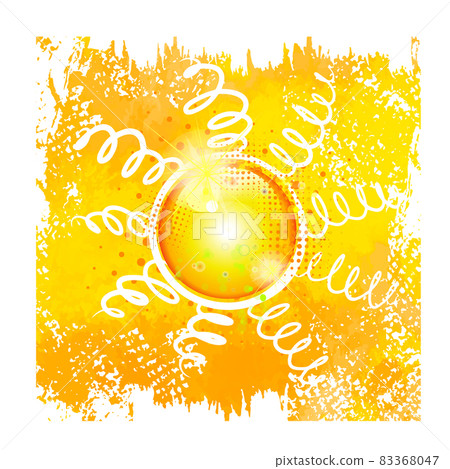 White sun on a yellow background. Hello summer. Vector illustration White sun on a yellow background. Hello summer. Vector illustration 83368047
