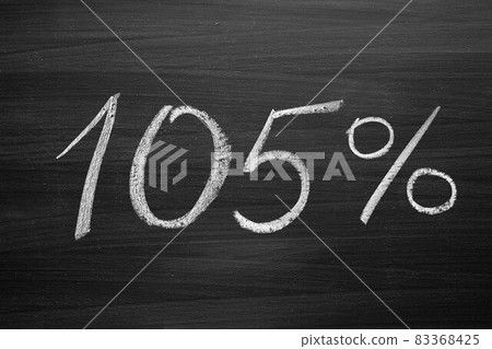 105 percent header written with a chalk on the blackboard 105 percent header written with a chalk on the blackboard 83368425