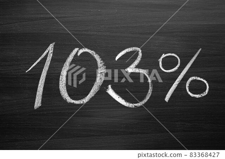 103 percent header written with a chalk on the blackboard 103 percent header written with a chalk on the blackboard 83368427