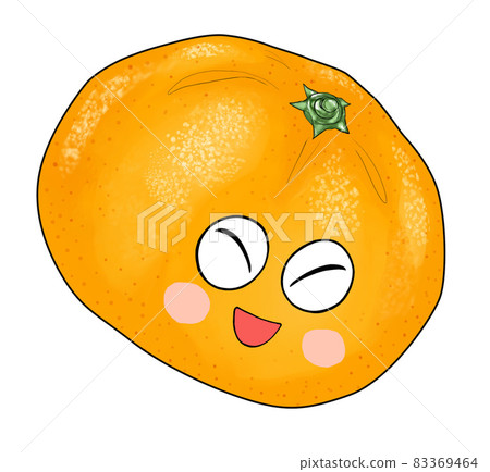 Illustration of cute tangerine on pink cheeks 83369464