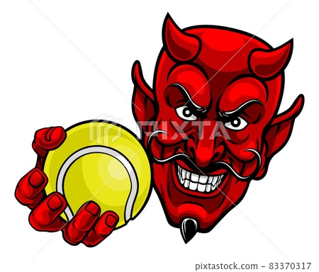 Devil Satan Tennis Ball Sports Mascot Cartoon Devil Satan Tennis Ball Sports Mascot Cartoon 83370317