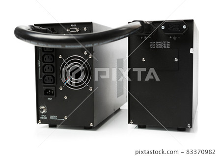 uninterruptible power supply (ups) with reserve battery, isolated on white uninterruptible power supply (ups) with reserve battery, isolated on white 83370982