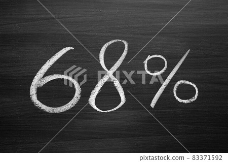 68 percent header written with a chalk on the blackboard 83371592