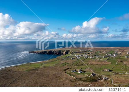 Aerial view of the beautiful coastline of Gweedore : Bloody foreland and Brinlack - County Donegal, Ireland 83371641