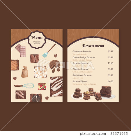 Menu template with homemade brownie concept,watercolor style 83371955