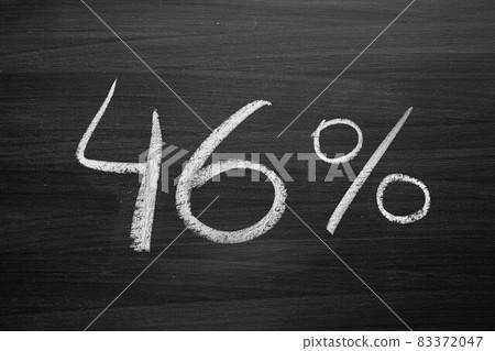 46 percent header written with a chalk on the blackboard 83372047