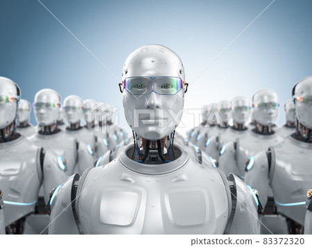 Group of artificial intelligence robots or cyborgs Group of artificial intelligence robots or cyborgs 83372320