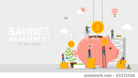 Asset management / savings / savings / retirement funds concept banner illustration 83372588