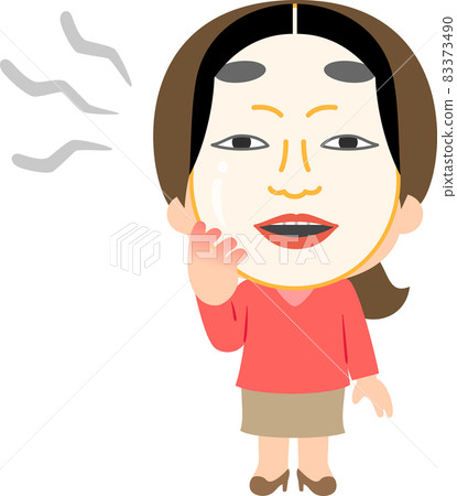 Woman wearing a Noh mask Woman wearing a Noh mask 83373490