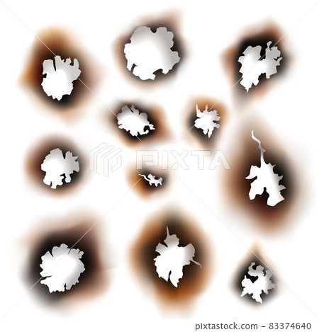 Set Of Vector Realistic Holes Torn In White Paper Isolated On