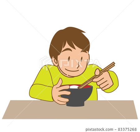 Boy eating ozoni on New Year Boy eating ozoni on New Year 83375268