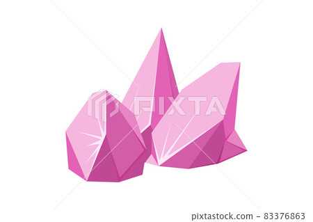 Crystals broken into pieces. Smashed ruby crystals. Broken gemstones or pink rocks. Vector illustration Crystals broken into pieces. Smashed ruby crystals. Broken gemstones or pink rocks. Vector illustration 83376863