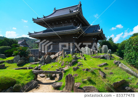 [Shikoku 88 temples] No. 15, Awa Kokubunji, the autumnal garden and main hall, Tokushima City, Tokushima Prefecture 83377478