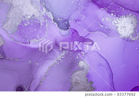 Purple Liquid Paint Waves. Smoke Gray Alcohol Ink 83377692
