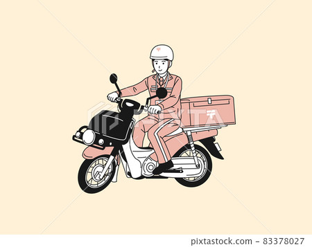 郵遞員,駕駛摩托車的人,插圖素材 郵遞員,駕駛摩托車的人,插圖素材 83378027
