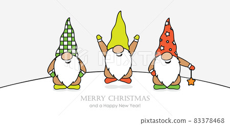 christmas greeting card with cute christmas dwarf 83378468