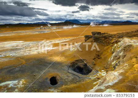 Hverir geothermal area near lake Myvatn in Iceland 83379153