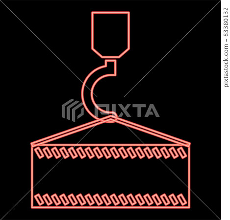 Neon crane hook red color vector illustration flat style image 83380132