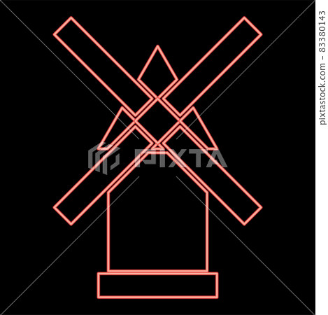 Neon windmill red color vector illustration flat style image Neon windmill red color vector illustration flat style image 83380143