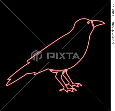 Neon crow red color vector illustration flat style image Neon crow red color vector illustration flat style image 83380177