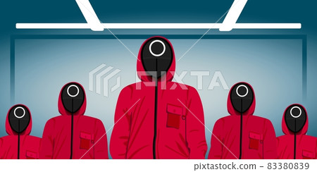 Squid game. A blood type character in a red suit. Squid game. A blood type character in a red suit. 83380839