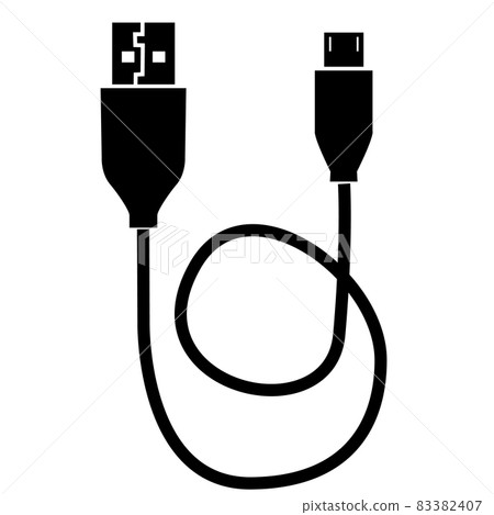 micro usb cable on white background. usb cable sign. flat style. 83382407