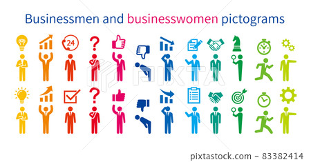 商人和女企業家的象形圖 83382414