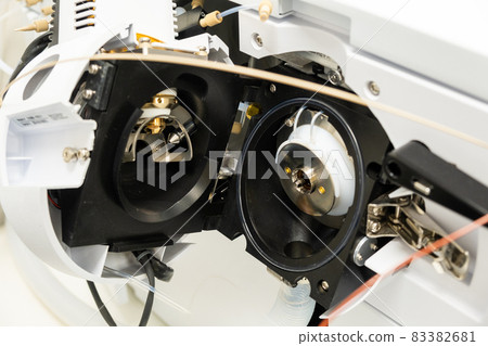 Open ion source of mass spectrometer. Maintenance of mass detector. LC MS analysis in analytical laboratory 83382681