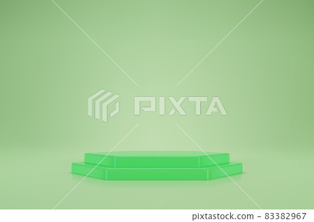 3D pastel green double hexahedral podium on light background 83382967