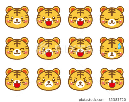 可愛的老虎臉圖標集 83383720
