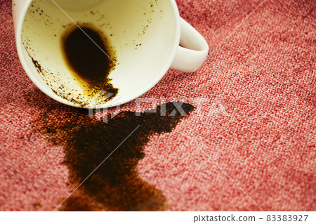 A spot on a light fabric, tablecloth, sofa. Washing, cleaning the fabric A spot on a light fabric, tablecloth, sofa. Washing, cleaning the fabric 83383927
