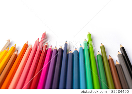 Colorful multicolored pencils on white background. Education, Business and finance concept with copy space. Art Colorful multicolored pencils on white background. Education, Business and finance concept with copy space. Art 83384490