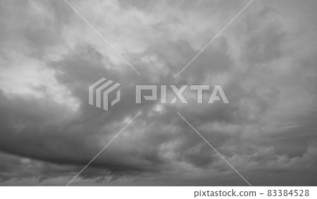 Dramatic dark clouds sky with thunder storm and rain. Abstract nature landscape background. 83384528