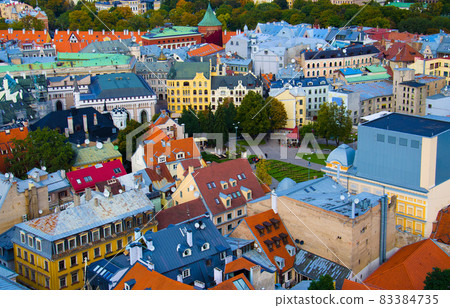 Panoramic view of Riga Old Town, Latvia 83384735