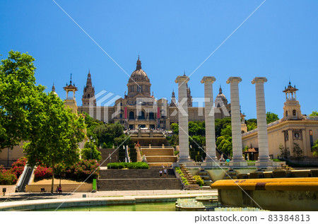 National Art Museum and Magic Fountain, Barcelona, Catalonia, Spain National Art Museum and Magic Fountain, Barcelona, Catalonia, Spain 83384813
