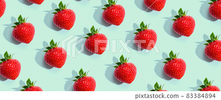 Fresh red strawberries overhead view Fresh red strawberries overhead view 83384894