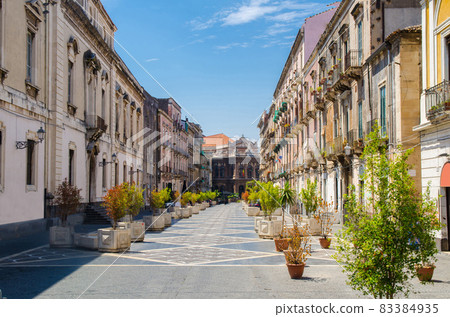 Via Teatro Massimo street, Catania city, Sicily, Italy 83384935
